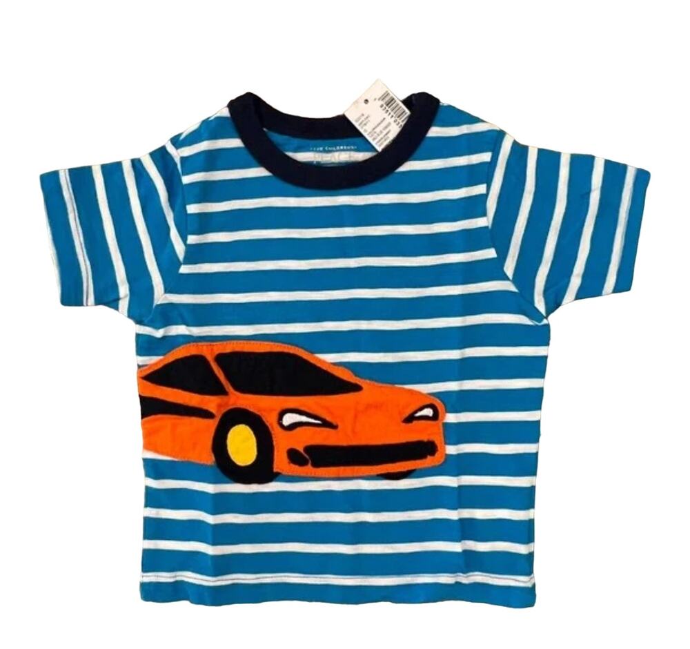 NWT Children's Place Turquoise & White Stripe W/Embroidered Car Tee - SIZE 9-12M